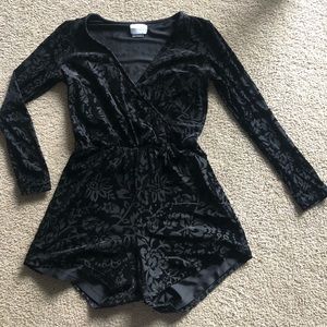 Black velvet romper